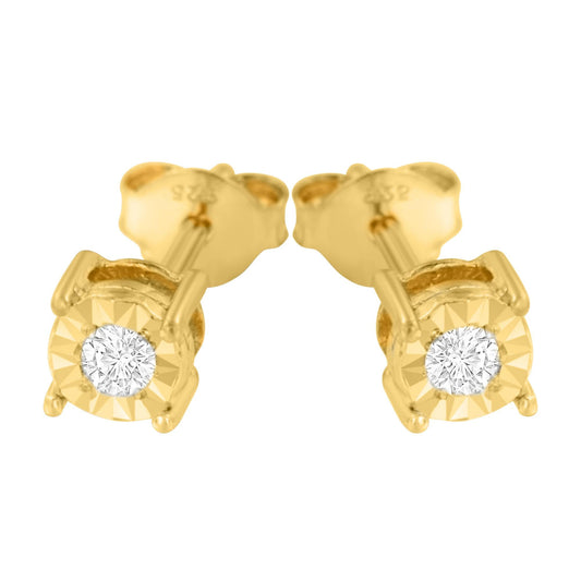 .925 Sterling Silver 1/10 Cttw Round Brilliant-Cut Diamond Miracle-Set Stud Earrings